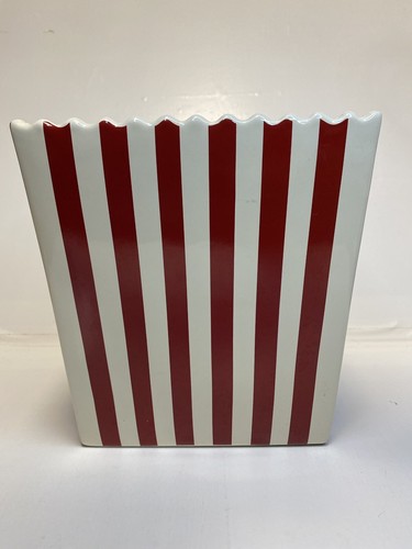 Williams Sonoma 🍿 KERAMIK POPCORN BOX Schale Geschenkeimer groß rot weiß gestreift - Bild 3 von 18