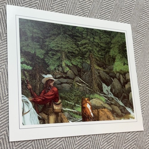 Bev Doolittle Vtg Print 5.5" x 4.5" Camo Nature Forest River Book Plate Art 80s