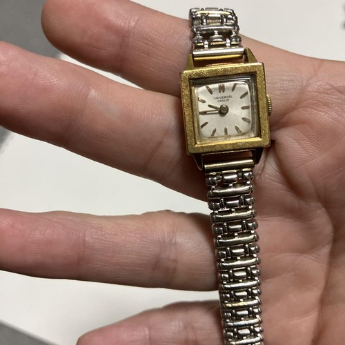 Universal Geneve Vintage Manual Watch Gold Silver Square Dial Rare Elegant - Picture 3 of 6