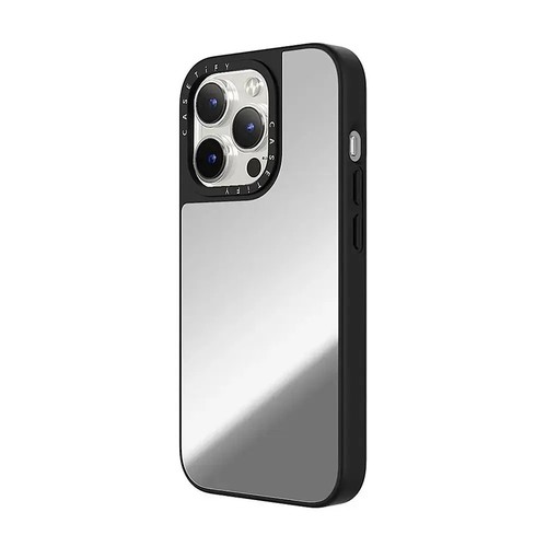 CASETiFY - Funda Espejo con MagSafe para Apple iPhone 15 Pro - Plateada con Parachoques Negro - Imagen 4 de 8