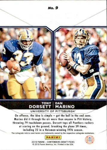 Tony Dorsett / Dan Marino - 2019 Panini Contenders Draft Picks #9 - Bild 2 von 2