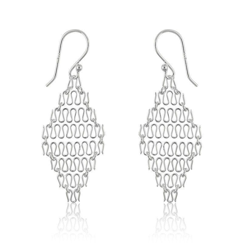 Классические женские серьги из стерлингового серебра с проволочной застежкой в форме ромба