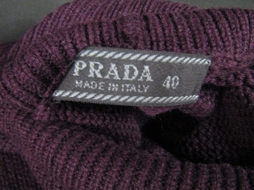 PRADA TURTLENECK SWEATER 100% CASHMERE RED/BLACK OR CASHMERE/SILK PLUM SZ 40/42 - Picture 13 of 37