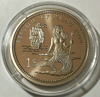 wildlife animal Mermaid BU coin 2000 Palau 1 dollar Lion fish