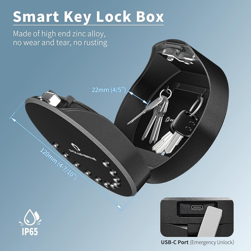 Smart Key Lock Box,Electronic Wall Mount Key Safe with Bluetooth Connection to I - Picture 5 of 7