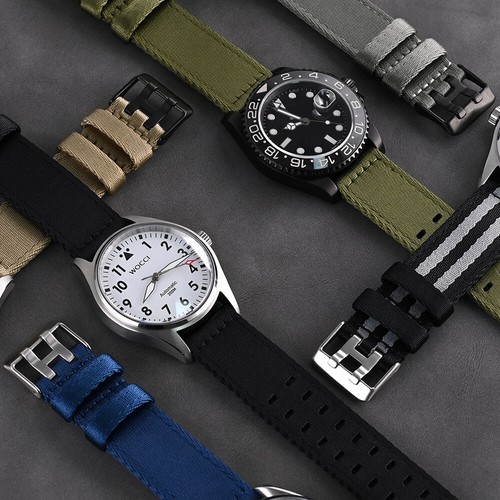 Correa de reloj de nailon WOCCI 18 mm 20 mm 22 mm correas de repuesto de liberación rápida pulsera - Imagen 2 de 66
