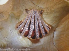 25.5MM ROSE GOLD PLATED 925 SILVER HAWAIIAN SCALLOP SHELL CZ SLIDE PENDANT #3