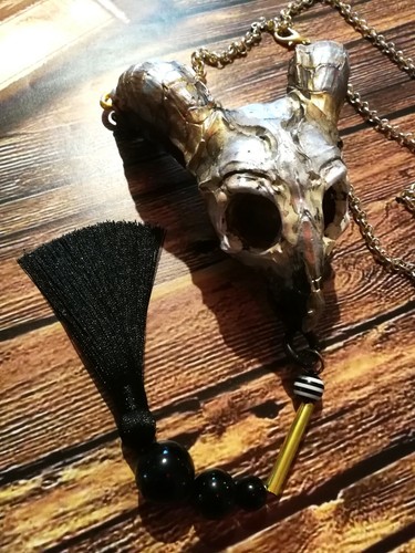 capricorn necklace talisman amulet pendant black goat skull gothic jewelry satan - Picture 9 of 12