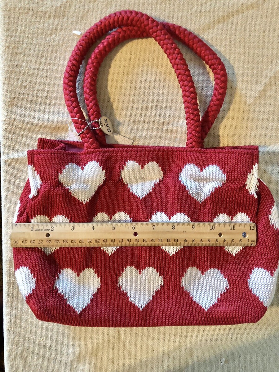 White purse with red hearts sales
