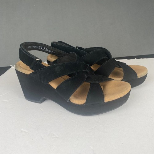 Sandalias Clarks Collection Ultimate Comfort plataforma cuña gamuza negra talla 6 - Imagen 10 de 11