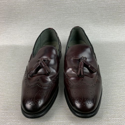 Nunn Bush Halbschuhe burgunderfarbene Lederquaste Brogue runde Zehenpartie Slipper Schuhe Größe 8M - Bild 7 von 11