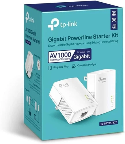TP-Link AV1000 Powerline Ethernet Adapter Kit TL-PA7017 Gigabit Plug Play