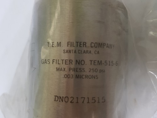 T.E.M. FILTER COMPANY GAS FILTER TEM-515-6 / 250psi NEW! - Picture 2 of 4
