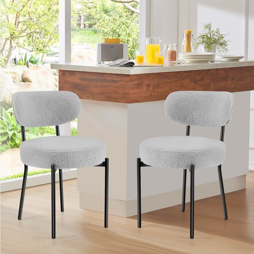 Dining Chairs 2-Set Round Kitchen Chair with Curved Backrest Mid Century Modern - Picture 11 of 23