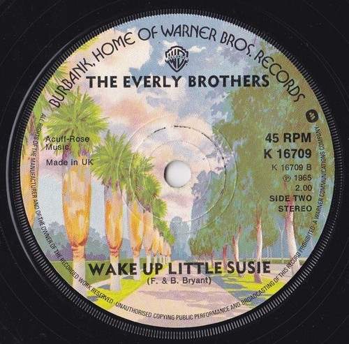 THE EVERLY BROTHERS EBONY EYES / Wake Up Little Susie 7" SINGLE Warn Brothers - Picture 2 of 2