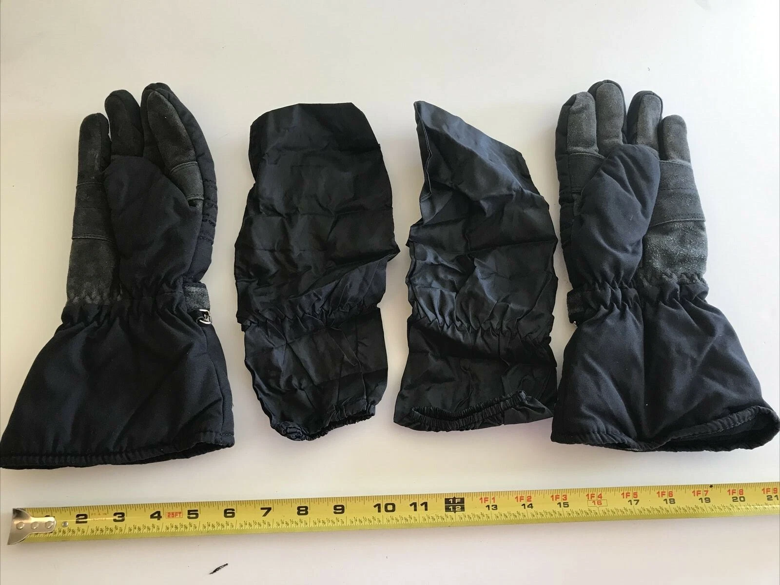 MENS FULMER BLACK LONG LEATHER PALMS GLOVES W COVERS SIZE M GREAT CONDITION