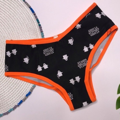 Victoria’s Secret PINK Cotton Cheekster Panty Black Halloween Ghost Small NEW - Picture 4 of 4