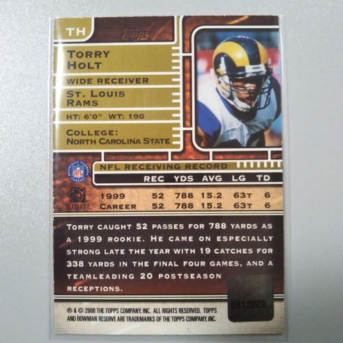 2000 Topps Certified Autograph Issue Torry Holt St. Louis Rams Auto #TH - Picture 12 of 24