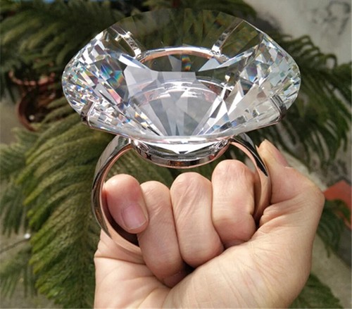 Creative Crystal Big Diamond Ring Wedding Gift Proposal Prop Valentine Day Ring - Picture 13 of 13