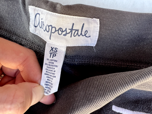 Vintage Aeropostale XS Gray Jogger Capris Sweat Pants Phys Ed Y2K Low Rise - Picture 5 of 8
