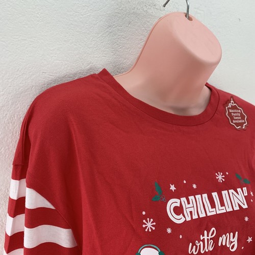 Women's Christmas Pyjama Set, 2 Piece, Size UK 12-14, Red Stripe Snowmies - Picture 10 of 18