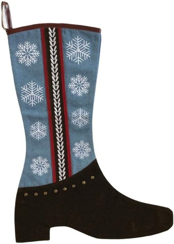Cowboy Boot Christmas Stocking Denim Snowflakes Cowboy Christmas - Picture 2 of 4