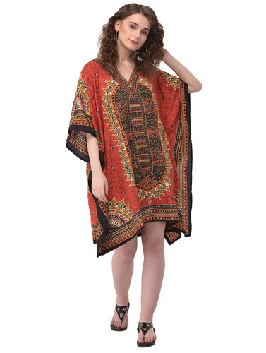 Mujeres Hippy Boho Kaftán Túnica Vestido Dashiki Caftan Talla Grande Prenda para el torso holgada Mini Vestido - Imagen 179 de 515