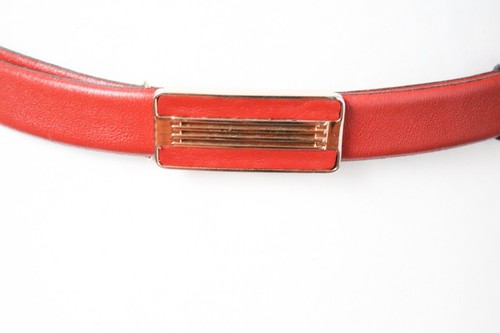 80er Jahre Vintage Leder Unisex Gürtel - orange braun - Damen S / M - Bild 3 von 9