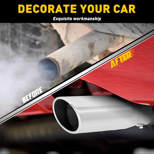 2.5" Inlet Car Exhaust Tip Pipe Muffler Tail Throat Pipe Stainless Steel Silver - Bild 3 von 10