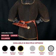 MEDIEVAL CHAINMAIL LONG SHIRT HAUBERGEON CHAIN MAIL ARMOR BUTTED REENACTMENT