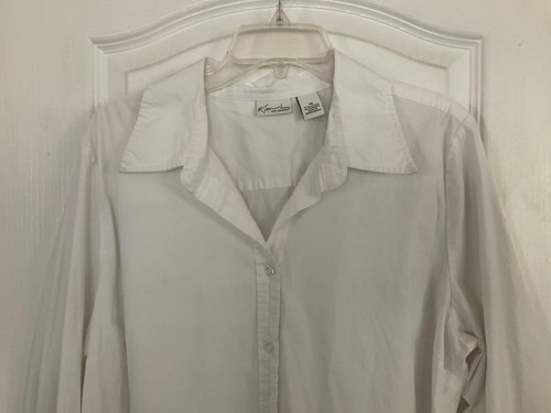 Kim Rogers Woman Button Up Shirt Size 1X White 3/4 Button Cuffs 134 - Picture 2 of 6