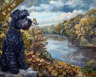 Kerry Blue Terrier dog painting by a scenic river 8x10 Print