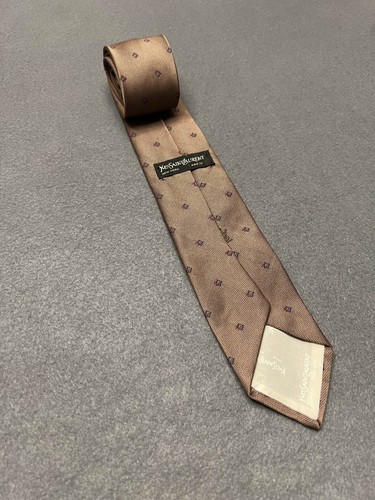 YvesSaintLaurent YSL New York Paris Men's Tie Brown Saint Laurent - Picture 3 of 8