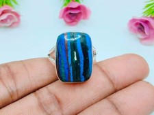 Natural Blue Tiger Eye Silver Ring 925 Sterling Silver Handmade Jewelry Rings