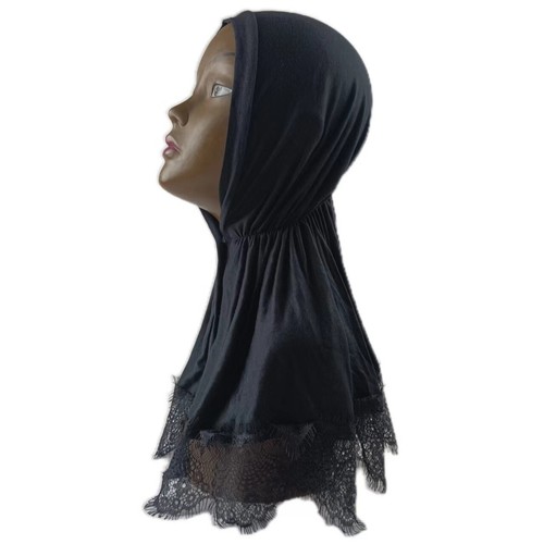 Muslim Lace Hijab Women with Buttons Lace Hijab Head Islamic Plain Shawl Abaya - Picture 12 of 23