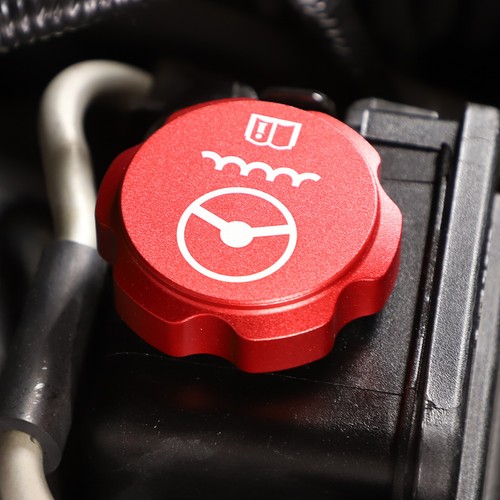 Red Alloy Engine bay Dress Up Tank Cap Overlay Cover Set Fits 05-13 Corvette C6 - Picture 8 of 15