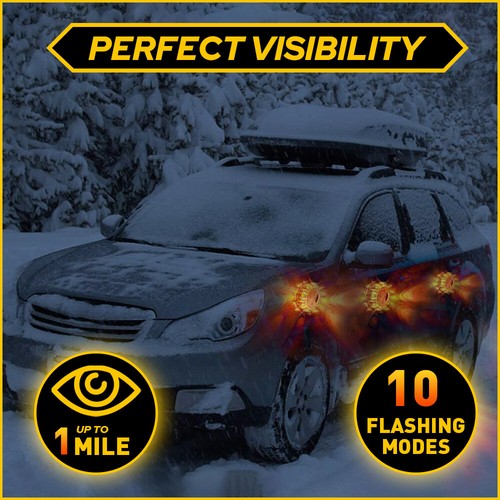 4 x Battery LED Road Flares Emergency Roadside Light Car Warning Safety Bright - Picture 8 of 11