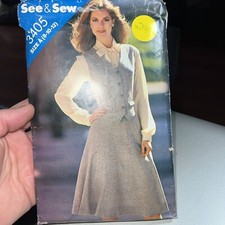 Butterick SEWING PATTERN 3405 Misses VEST & SKIRT Size 8-12 See & Sew 1970’s