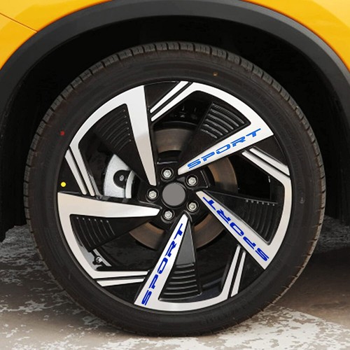 4x Blue SPORT Car Rims Wheel Hub Racing Sticker Graphic Decal Strip Accessories - Picture 6 of 10