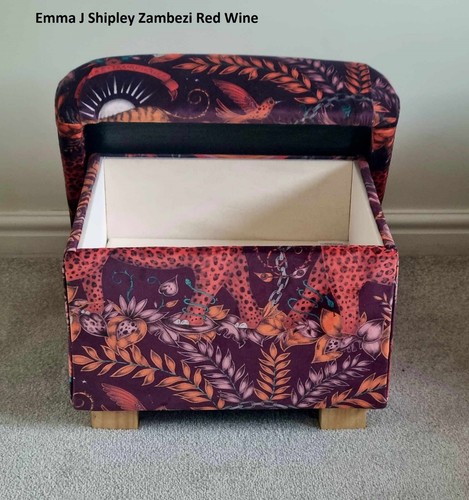 Storage Footstool Orla Kiely Linear Stem Dandelion Fabric Pouffe Mustard Ochre - Picture 20 of 24
