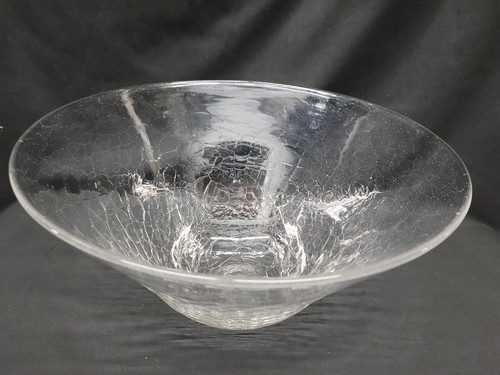 Large Blenko crackle glass bowl 13.75 inch BLOWN GLASS CENTERPIECE #5113 - Picture 10 of 18
