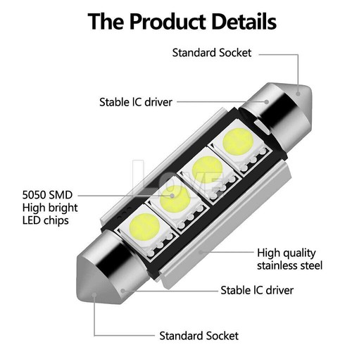 36MM C5W LED 5050 3SMD For all Car Festoon Dome Interior Map Light Lamp Canbus - Picture 14 of 19