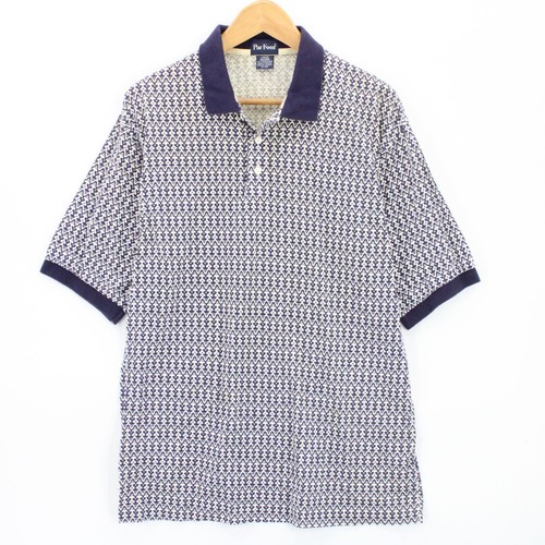 Vintage Par Four Polo Shirt Men's Casual Retro Short Sleeve All Over Print Sz L - Picture 1 of 7