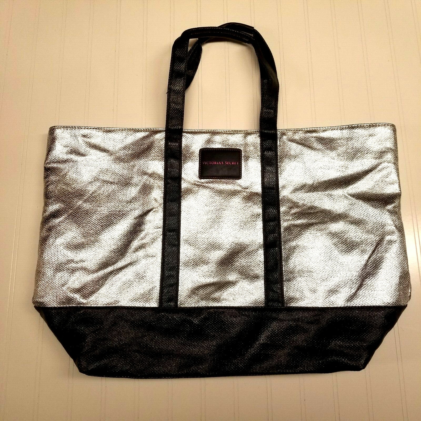 Victoria Secret Sequin Weekender Tote Bag Silver Blac… - Gem