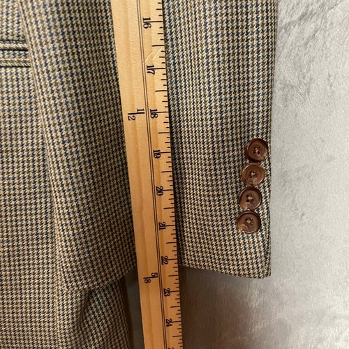 Vintage Lauren Ralph Lauren Preppy Silk Wool Blend Houndstooth Blazer Men 40S - Picture 5 of 9