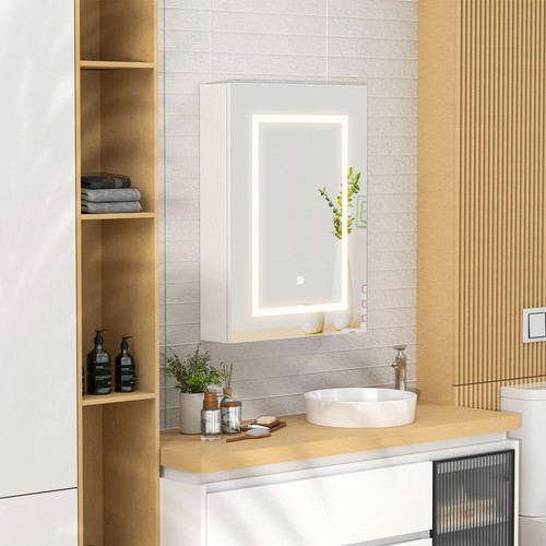 LED Lighted Medicine Cabinet Bathroom Wall Mount Mirror Dimming Storage Shelves - Picture 16 of 30