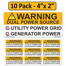 Solar Waring Dual Power Source Utility Generator Power System Sticker Labels
