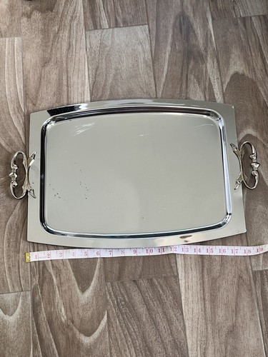 DE COLECCIÓN KROMEX EE. UU. DÉCADA DE 1950 BANDEJA PARA SERVIR BANDEJA DE LATÓN MANIJAS MCM ATÓMICO - Imagen 12 de 15