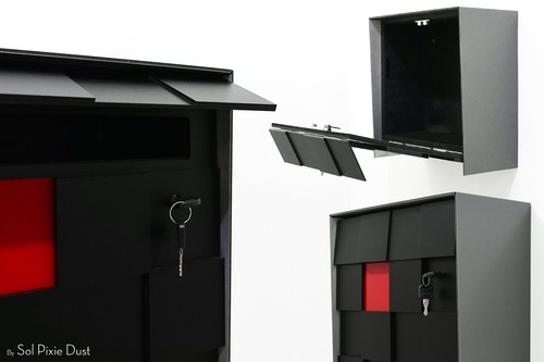 Buzón moderno 3d con cara 3d, cuerpo negro aluminio, verde brillante no - tipo 1 - Imagen 8 de 11