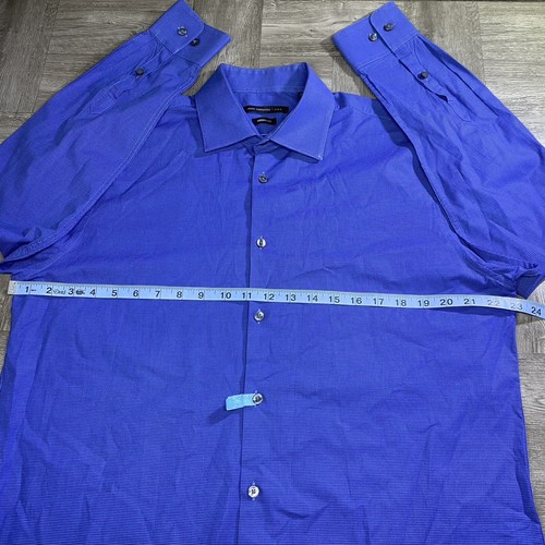 John Varvatos USA Herren Hemd mit Knopfleiste - 16 1/2 R Modern Fit Blau Langarm - Bild 2 von 9